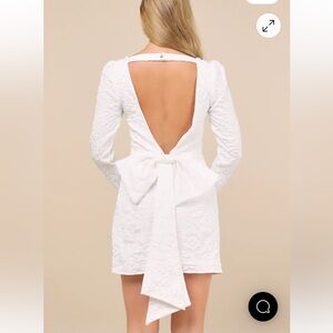 Lulu’s White Jacquard Bow Mini Dress